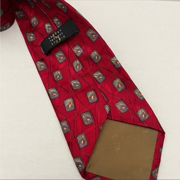 Robert Talbott Mens Red Pattern Tie - Picture 2 of 5